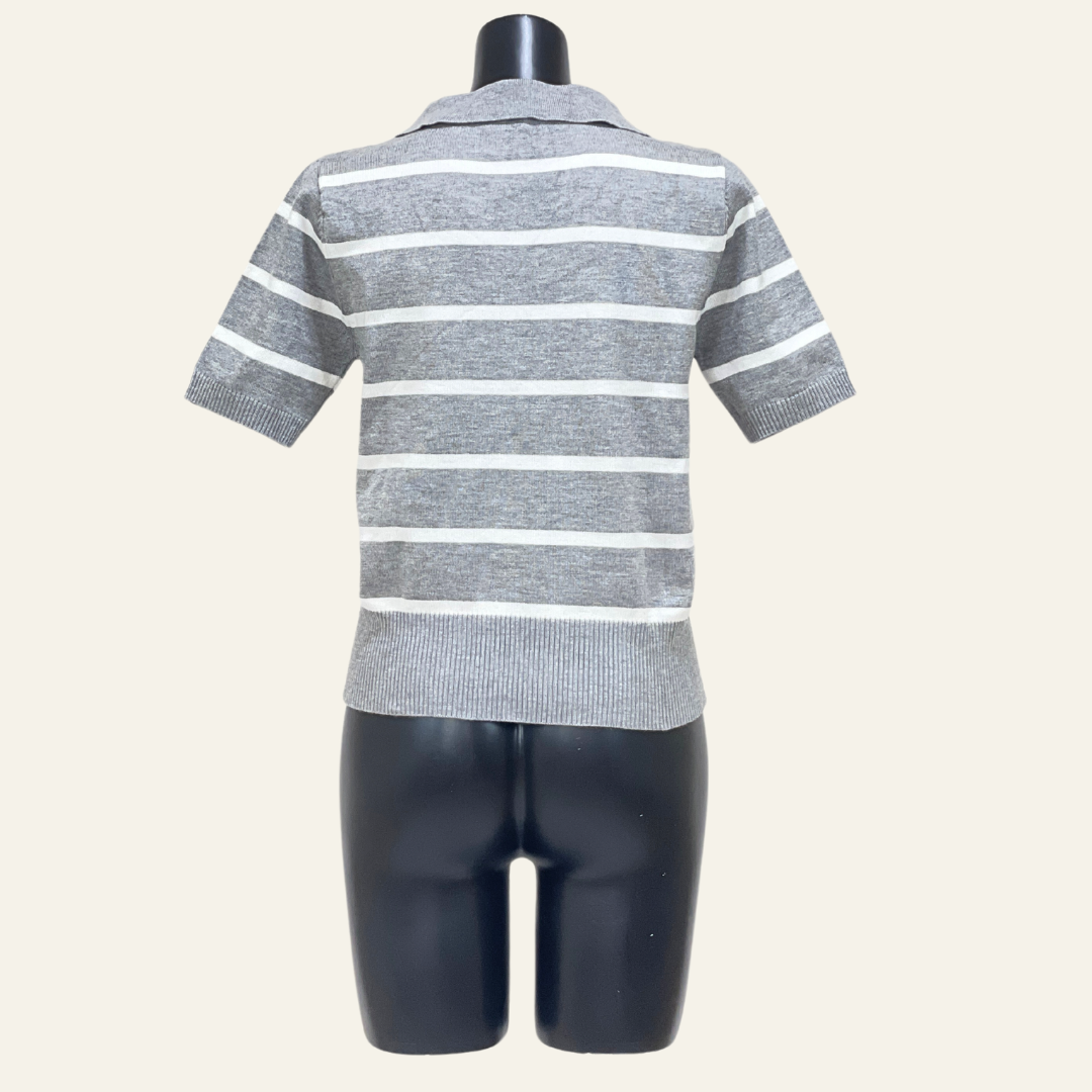 enso ボーダー サマーニット ライトグレー F el00110